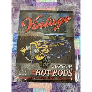 Vintage Custom Hot Rods 12.5" X 16" Man Cave Garage Car Shop Wall Decor